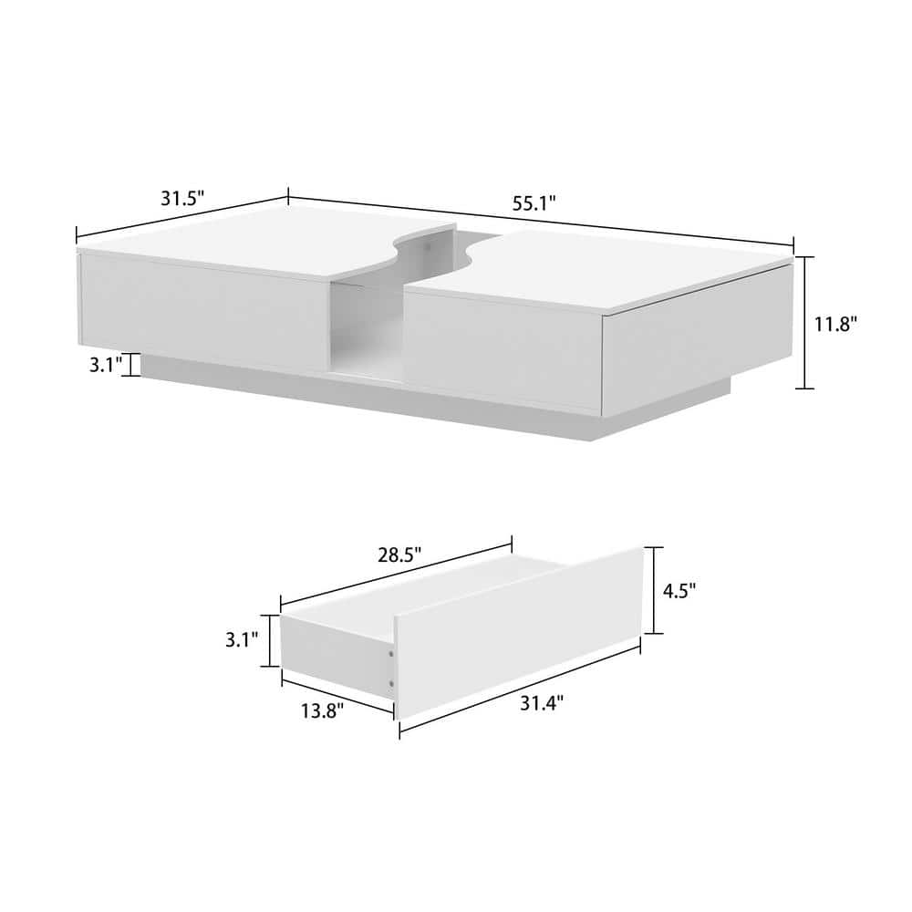 White Modern LED Coffee Table