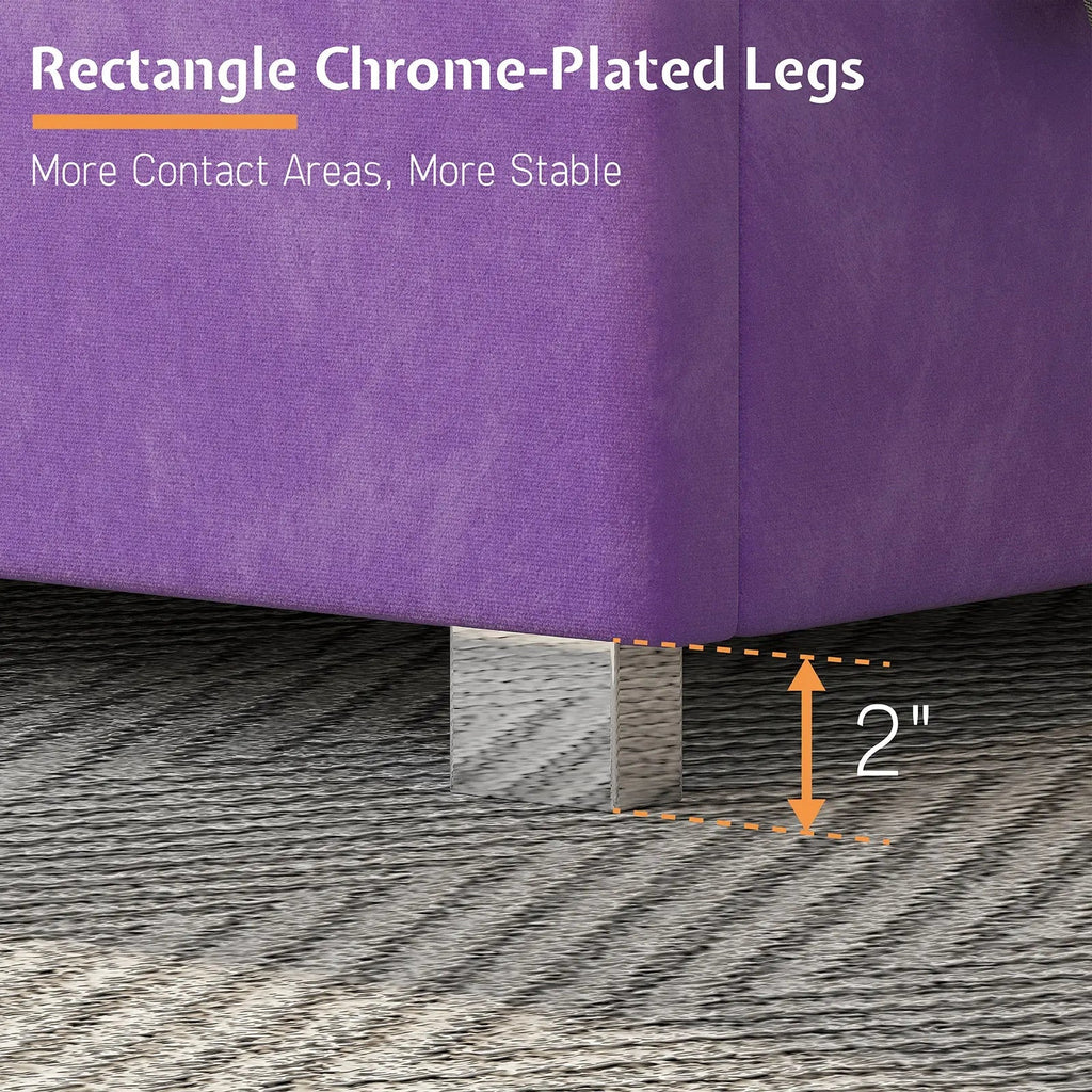 Queen size plush velvet-upholstered bed frame