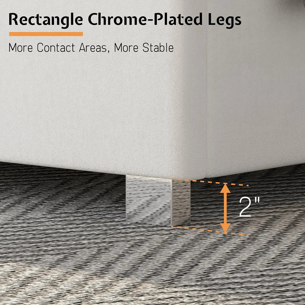 Queen size plush velvet-upholstered bed frame