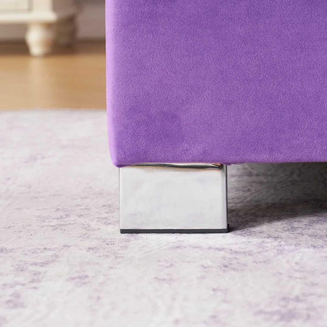 Queen size plush velvet-upholstered bed frame