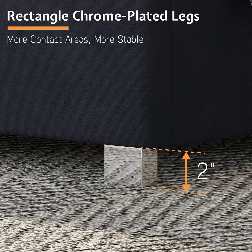 Queen size plush velvet-upholstered bed frame