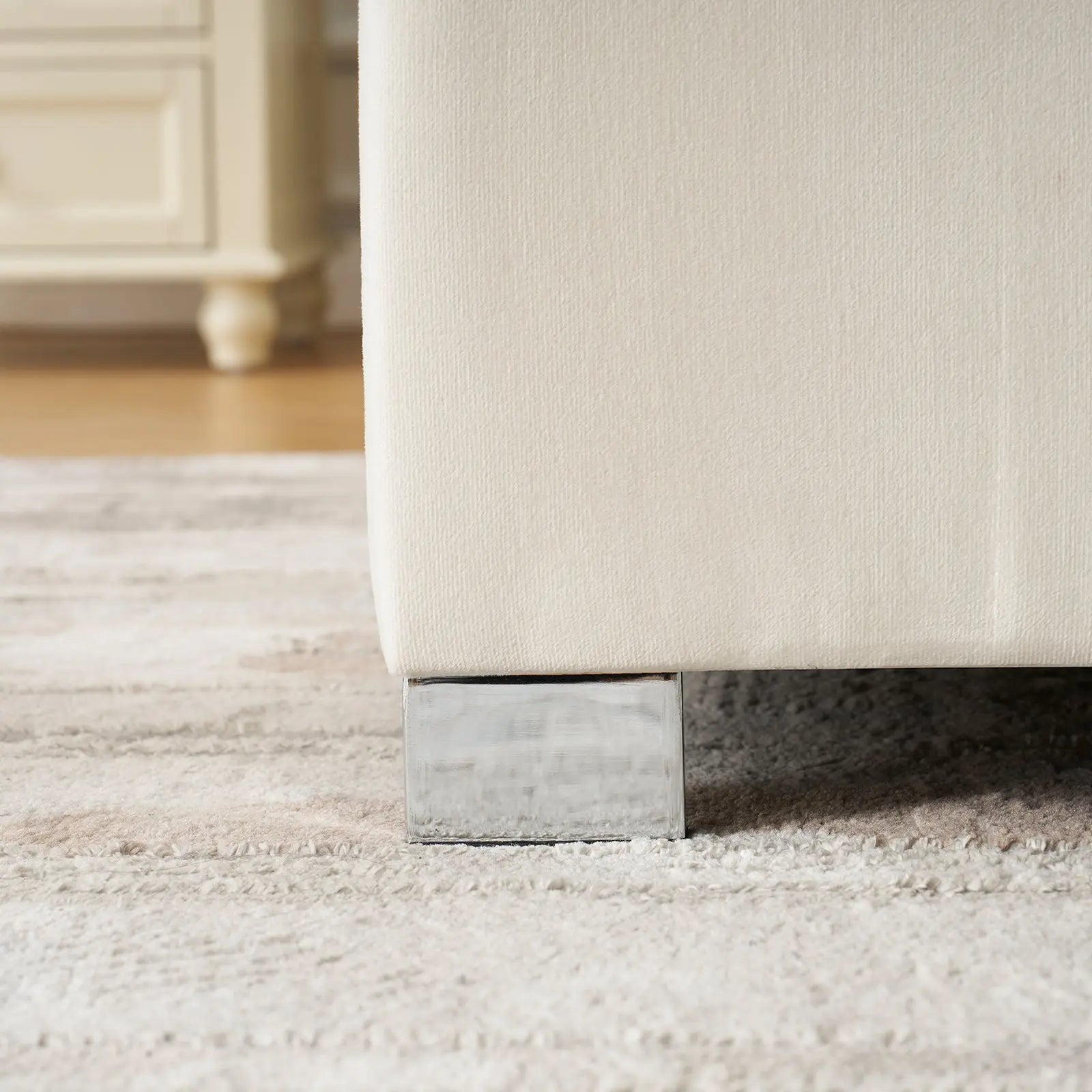 Queen size plush velvet-upholstered bed frame