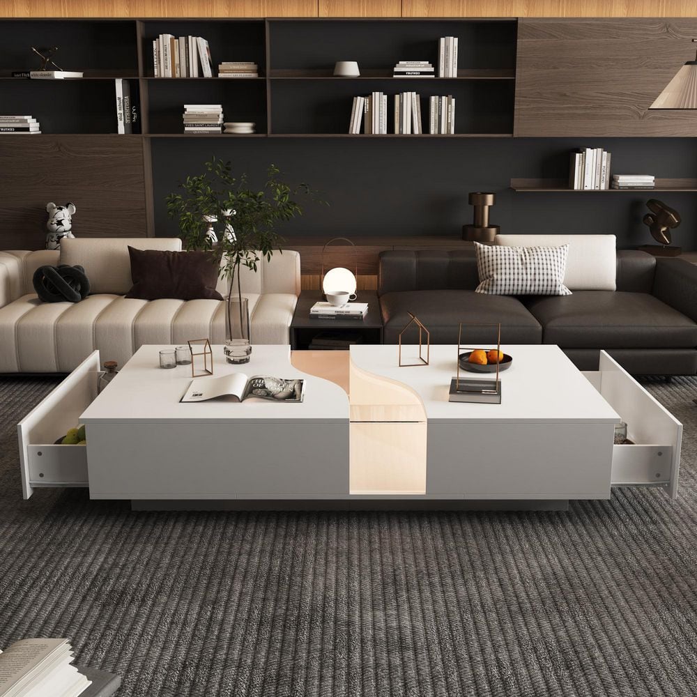 White Modern LED Coffee Table